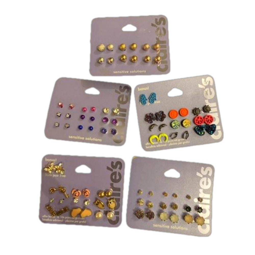 NWT Claire’s Sensitive Solutions Stud Earring Multipack Lot - 5 Sets NEW